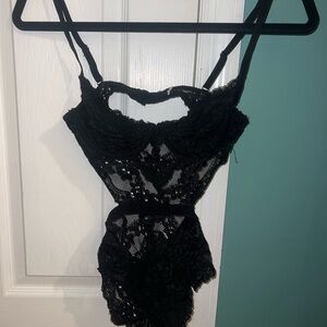 Elegant Black Lace Chemise